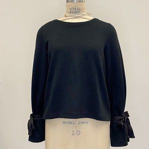 Jcrew Sweatshirt with Bell Sleeve with Ties: Black : Medium: NWT